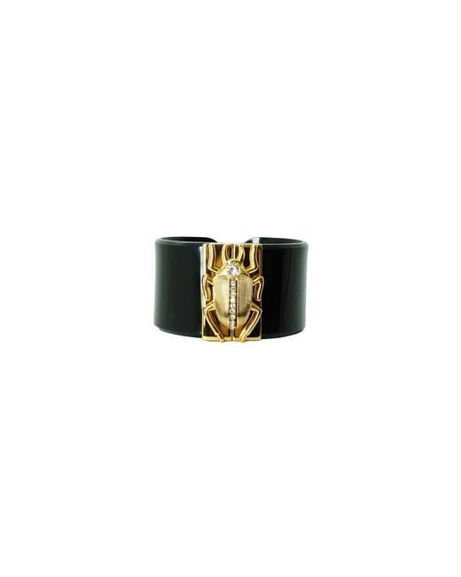 Gissa Bicalho Black Handmade Acrylic Bracelet Scarab Lock