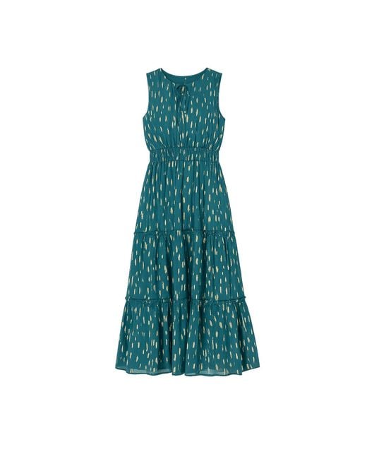 Yumi' Women's Green Foil Print Ruched Waist Midi Dress With Tie Notch Neckline - www.desnorhaar.be Yumi' Women's Green Foil Print Ruched Waist Midi Dress With Tie Notch Neckline - www.desnorhaar.be