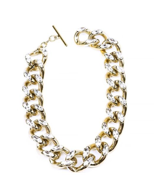 Addicted Metallic Uni Necklace Plated Chain With Crystals Swarovski