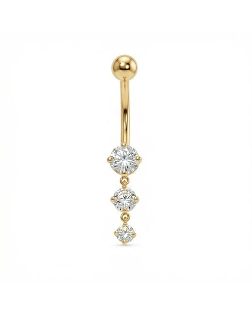 Zahav Jewelry Metallic 10K Solid 14G Cz Dangle Belly Button Ring