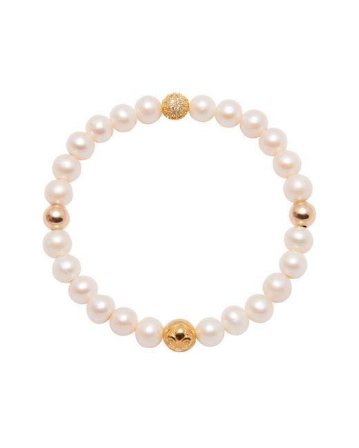 Nialaya Metallic Wristband With Pearl
