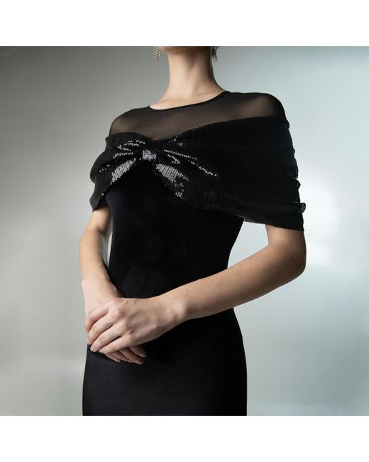 Madebyza Black Velvet Bowed Evening Dress