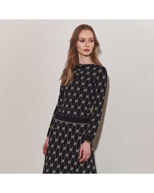 Roch Perel Black Monogrammed Edged Sweater