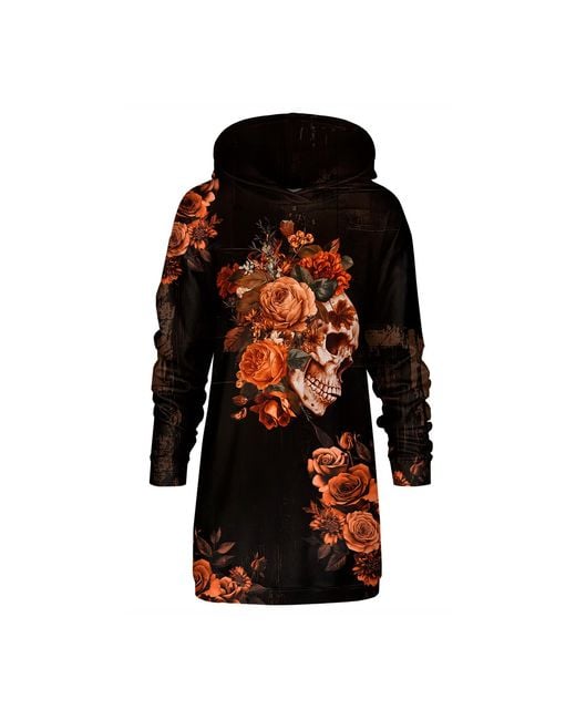 Aloha From Deer Black Floral Reaper Oversize Hoodie Dress
