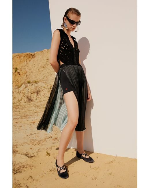 Pcfg Black Cropped Ripped Knit Top