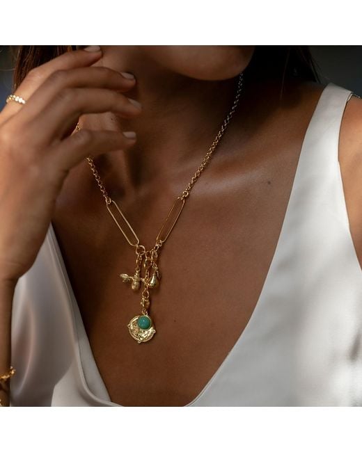 Lily Charmed Metallic Plated Mixed Link Charm Collector Necklace