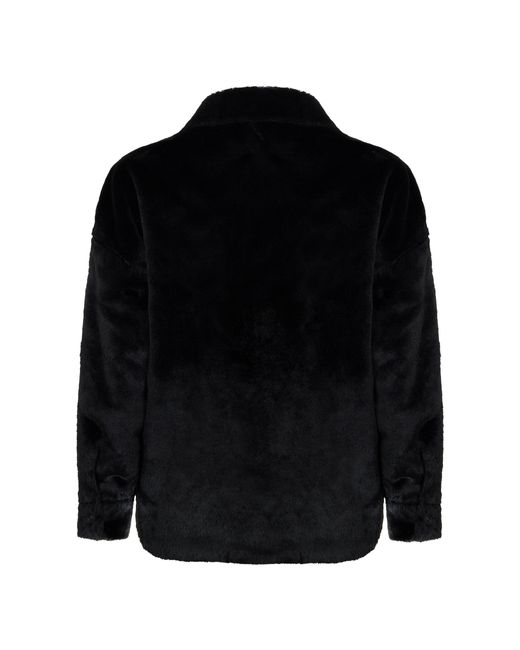 Nocturne Black Lapel Collar Faux Fur Jacket
