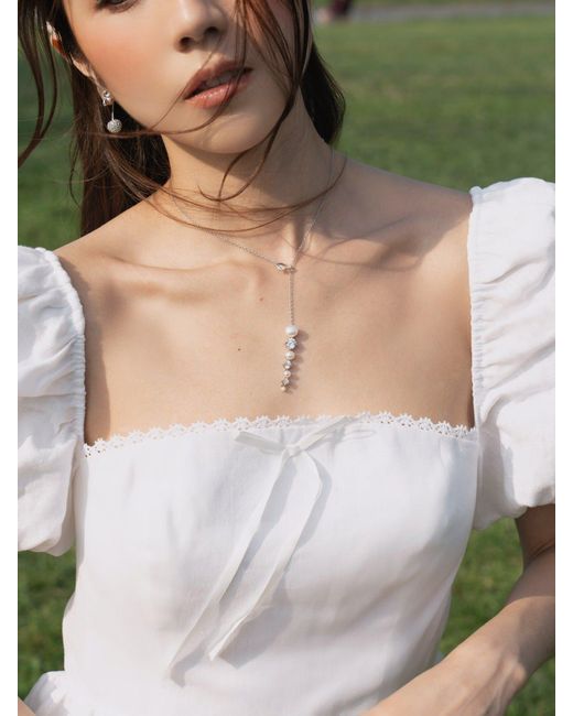 Freqnc Atelier Metallic Ouroboros Pearl Drop Necklace
