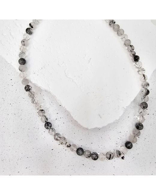Farra Metallic Rutilated Quartz Necklace for men