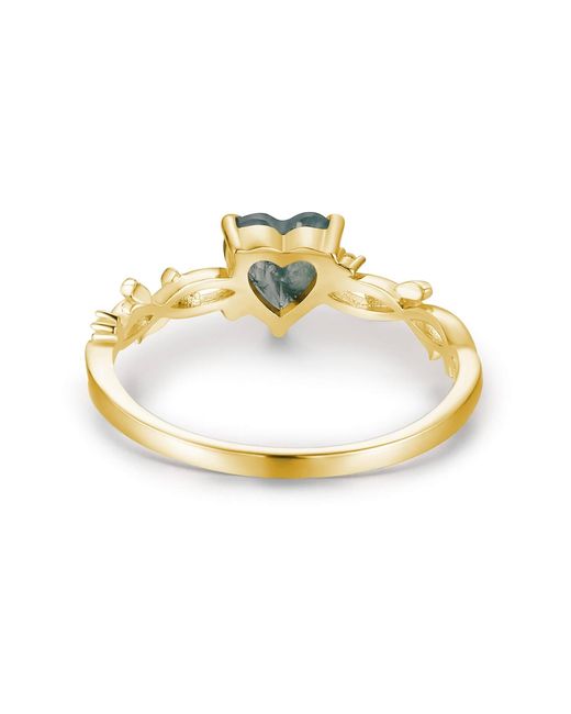 Azura Jewelry New York White Everlasting Heart Moss Agate Ring Vermeil