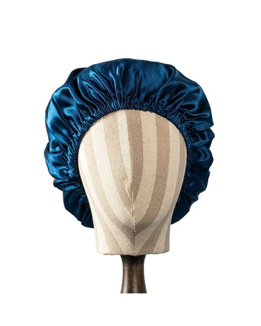 Soft Strokes Silk Blue Pure Mulberry Silk Hair Bonnet
