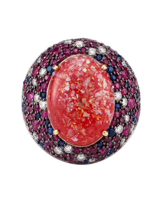 Latelita London Red Esmeralda Opal Cocktail Ring