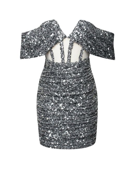 Miss Circle New York Black Weston Sequin Off Shoulder Corset Dress