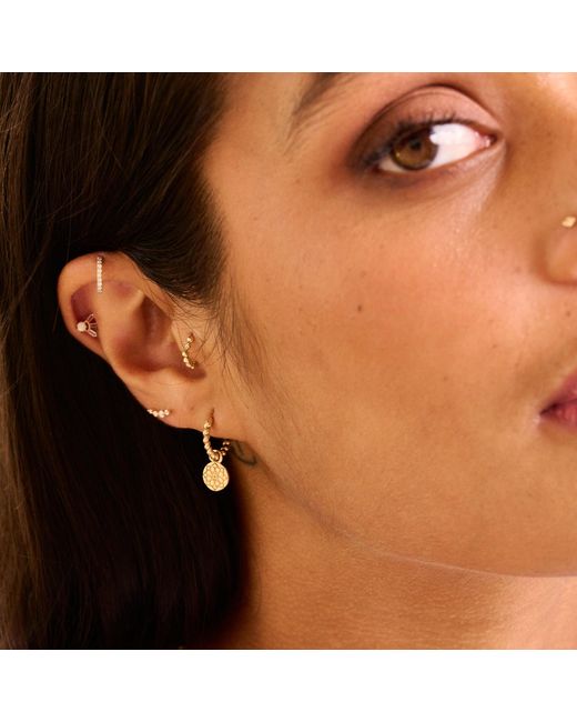 Zohreh White Mini Diamond Eternity Seamless Huggie Hoop Earring 9K