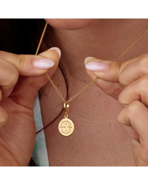 Lily Charmed Metallic Plated Rich Tea Biscuit Charm Necklace