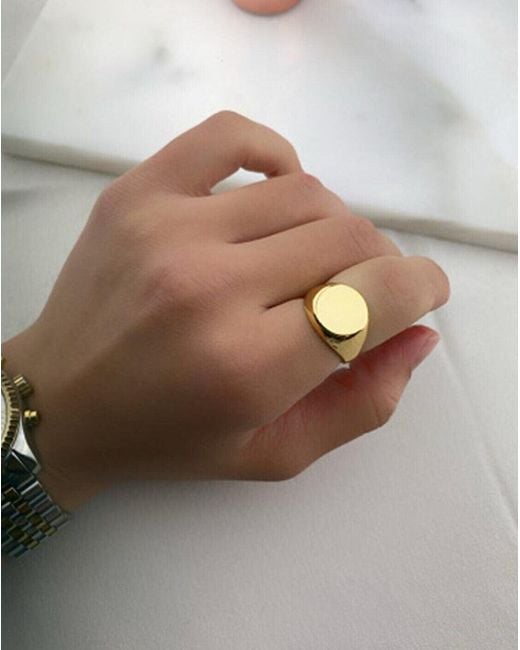 Spero London Metallic Signature Round Sterling Signet Ring
