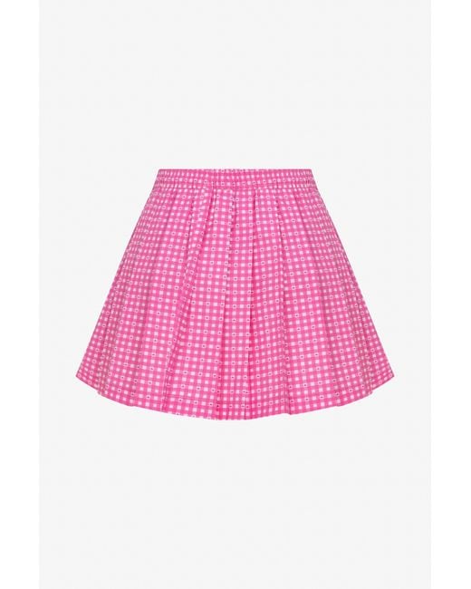 Je Te Veux Pink Sweetheart Gingham Pleated Skirt