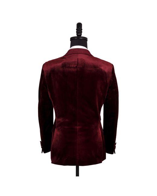 DAVID WEJ Red Maison Velvet Double Breasted Blazer for men