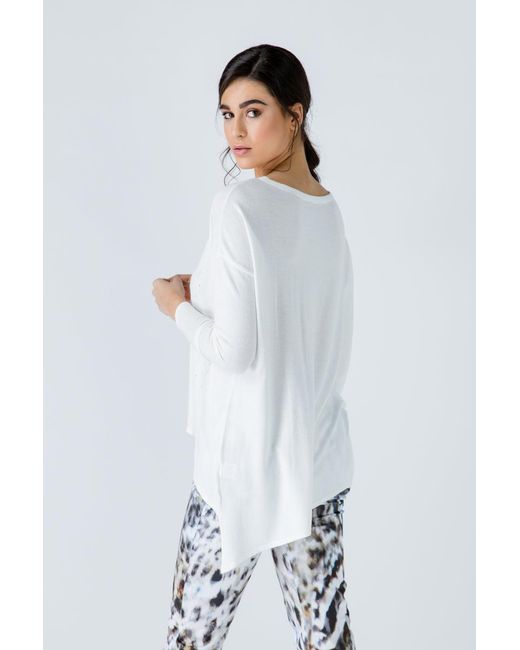 Conquista White Neutrals Knit Jacquard Detail Top