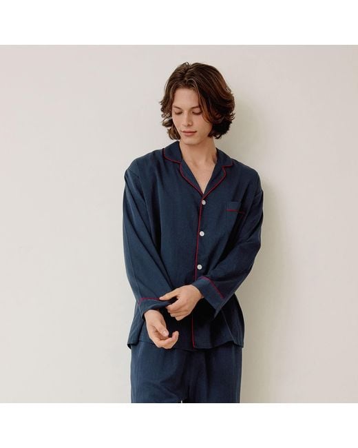 Luna Luz Blue Helen Cotton Long-Sleeve Pajama Set for men