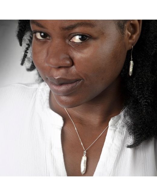 The Jewellery Store London Metallic Thick Biwa Pearl Earrings