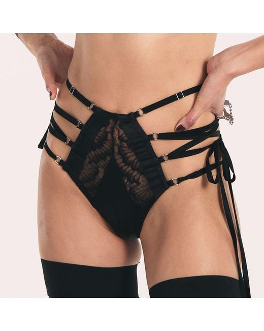 Lunatic Femme Black Boa High-Waisted Panty