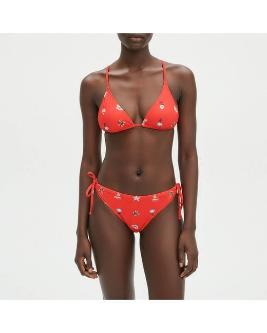 Jessie Zhao New York Red Coral Garden Reversible Tie Side Bottom