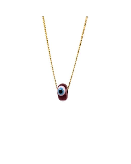 1610Istanbul Metallic Evil Eye Bordeaux Necklace