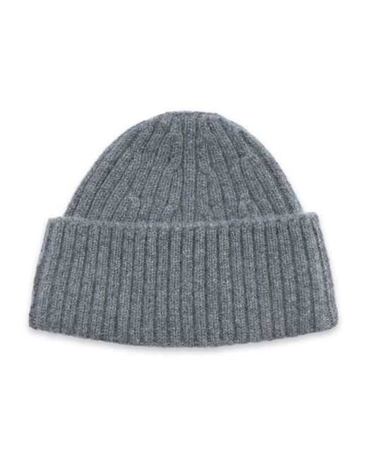 Paul James Knitwear Gray Midweight Lambswool Polperro Fisherman Beanie for men