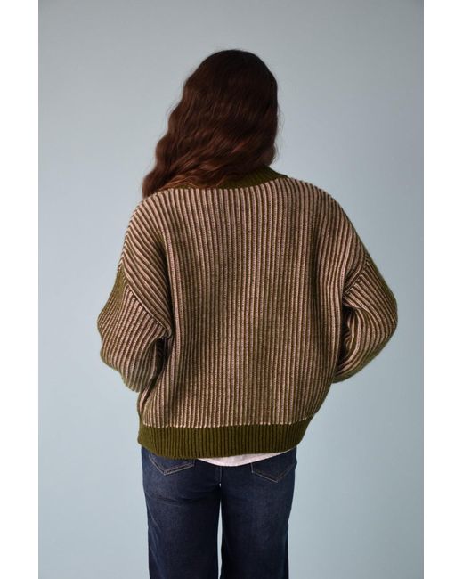 Mind Traveler Green Khaki & Striped Knit Emma Jumper