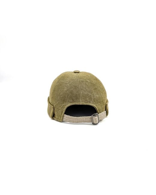 DORIA 1905 Green Washed Raw Linen Fabric Docker Cap for men