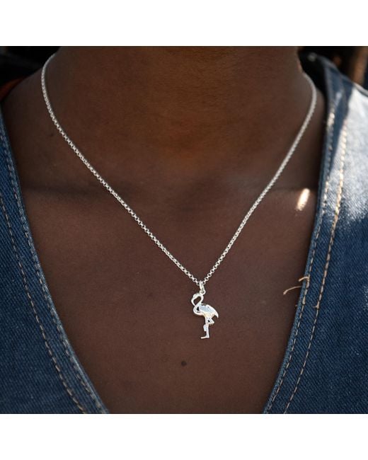 Lily Charmed Metallic Sterling Flamingo Charm Necklace