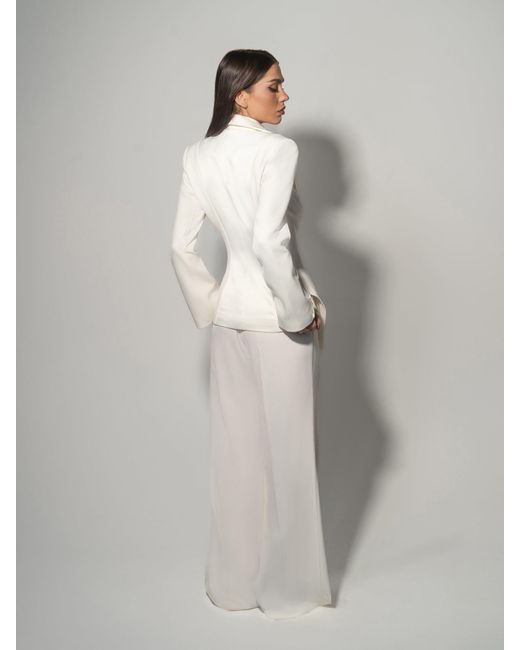 Tia Dorraine White Modern Power Asymmetric Tailored Blazer