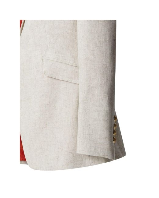 The Extreme Collection White Neutrals Sand Linen Tailored Blazer Sofia