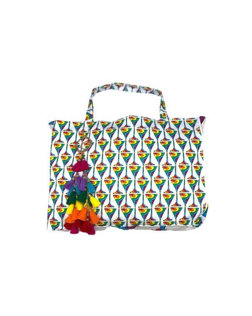 Julia Clancey Blue Rainbow Martini Grande & Mini Reversible Eco Tote Bag