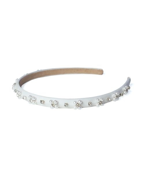 2KStyle Metallic Belladonna Faux Pearl And Crystal Hand-Embellished Satin Headband
