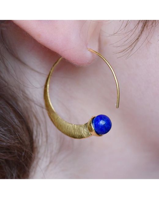 GEM BAZAAR Metallic Lapis Loop Earrings