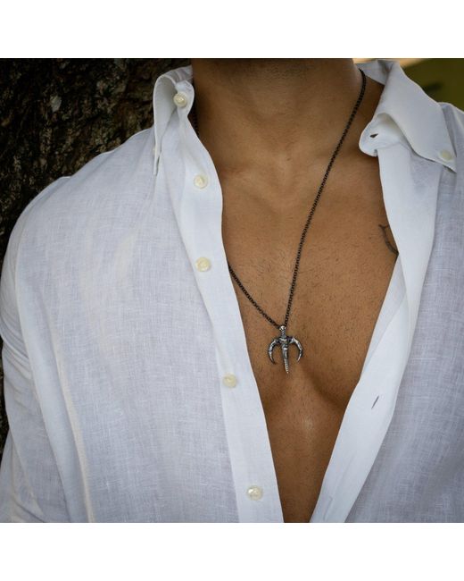 Ebru Jewelry Metallic Winged Guardian Sterling Necklace for men