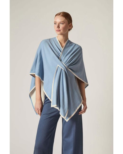 James Lakeland Blue Pale Front Knot Poncho