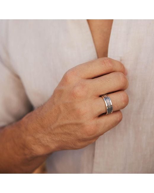 Charlotte's Web Jewellery White Mayan Warrior Silver Spinning Ring for men