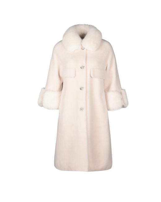 Santinni Natural Hayworth Wool & Faux Fur Coat