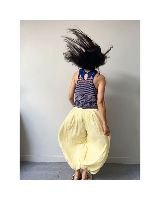 Essien & Emre Blue Ezia Knitted Pattern Tank Top