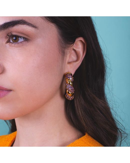 Lavani Jewels Metallic Purple & Gold Plated Paramount Hoops