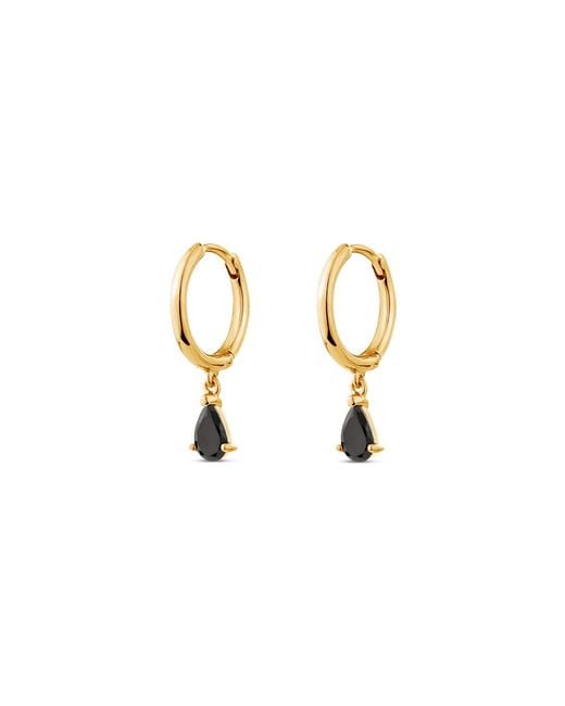 SALLY SKOUFIS Metallic Pure Drop Alchemy Huggie Earrings With Made Cz Diamond Stimulant