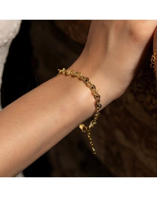 Spero London Metallic Floral Cut-Out Textured Link Chain Bracelet
