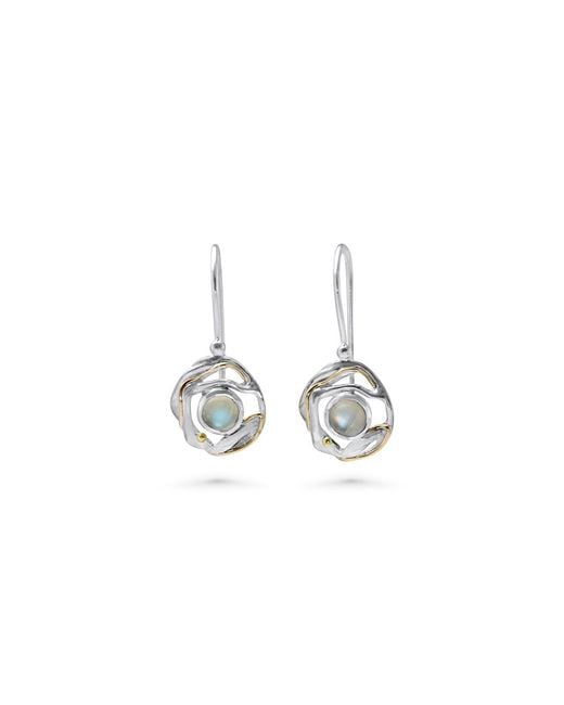 Isla Silver Metallic Unique Sterling Moonstone Earrings