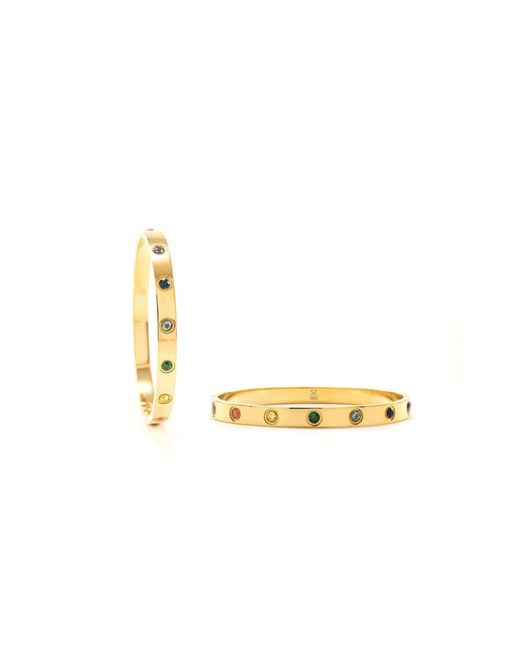 Seven Saints Metallic Chakra Healing Stone Bangle, Over Stainless Steel