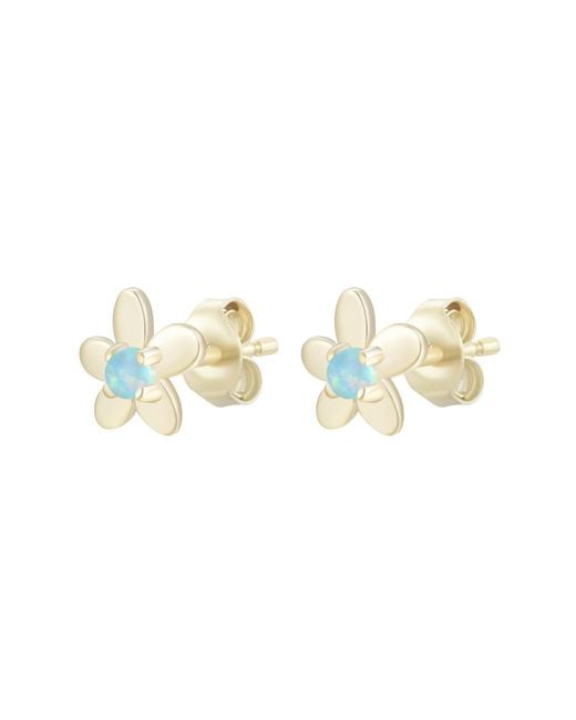 KAMARIA Metallic Mini Flower Opal Stud Earrings
