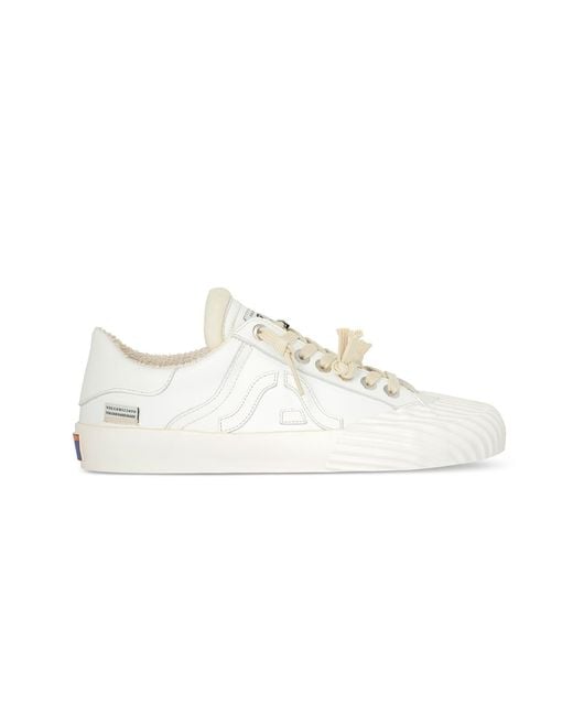 Springa | Unique Vulcanized Sneakers Italian Handmade White Wavy Vitelli Leather Sneakers for men