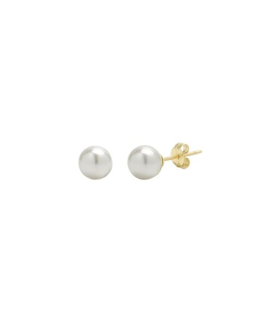 Spero London Metallic 9Ct Solid Pearl Stud Earrings